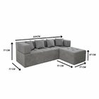 Sofá Com Chaise 3 Lugares Taiti 231x77x47 Cm Cinza