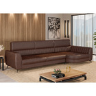 Sofá Com Chaise 4 Lugares 344cm Flames Courino Marrom - Salla