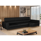 Sofá Com Chaise 4 Lugares 344cm Flames Courino Preto - Sallar