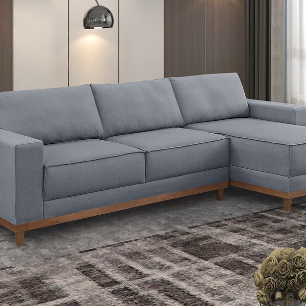 Sofá Com Chaise 4 Lugares Tóquio Cinza