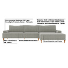 Sofá Com Chaise Direita 324cm Índico Linho Cinza G52 - Gran B