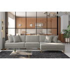 Sofá Com Chaise Direita 354cm Índico Linho Cinza G52 - Gran B