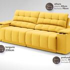 Sofá Com Porta Copos Carregador Usb Ret Rec Samurai 2,30m Vel