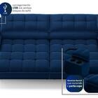 Sofá Com Porta Copos E Carregador Usb Ret Rec Luke 2,10m Velu