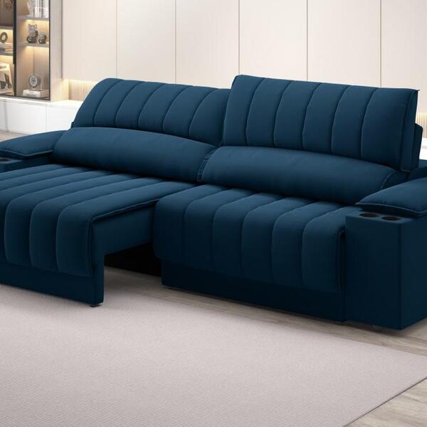 Sofá Com Porta Copos E Carregador Usb Retrátil E Reclinável M