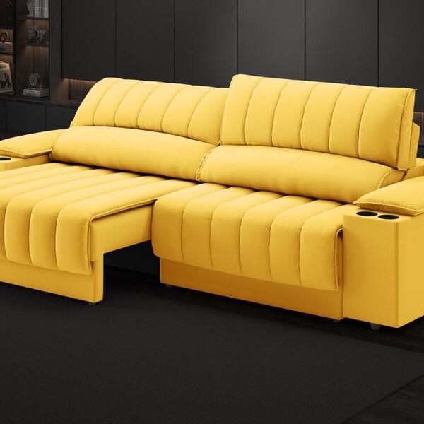 Sofá Com Porta Copos E Carregador Usb Retrátil E Reclinável M