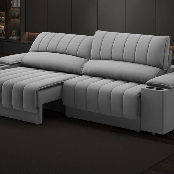 Sofá Com Porta Copos E Carregador Usb Retrátil E Reclinável M