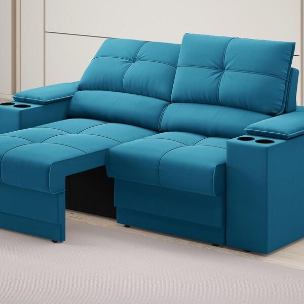 Sofá Com Porta Copos E Carregador Usb Retrátil E Reclinável R