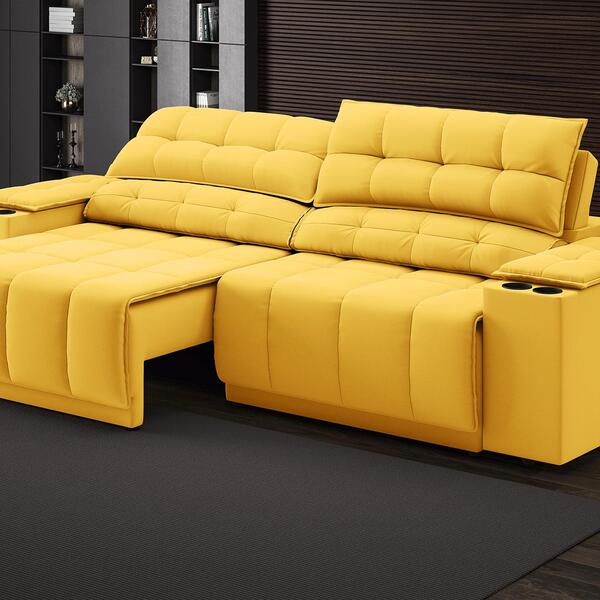 Sofá Com Porta Copos E Carregador Usb Retrátil E Reclinável S