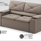 Sofá Com Porta Copos Retrátil E Reclinável Pop 1,54m Velosued