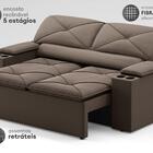 Sofá Com Porta Copos Retrátil E Reclinável Pop 1,54m Velosued