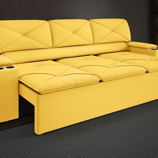 Sofá Com Porta Copos Retrátil E Reclinável Pop 2,05m Velosued