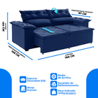 Sofá Compact 180 Cm Com Molas Espirais Retrátil E Reclinável