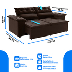 Sofá Compact 200 Cm E Molas Espirais Retrátil E Reclinável Ma