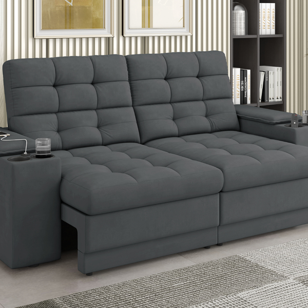 Sofá Confort Premium 2,05m Assento Retrátil/reclinável Porta