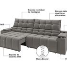 Sofá Connect Premium 2,30m Assento Retrátil/reclinável Com Po