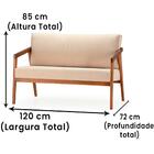 Sofá Coss Ozki 120 Cm Madeira Eucalipto Cedro Tecido Bege Cor