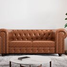 Sofá Couro Sintético 3 Lugares Chesterfield Jared Yescasa Mar