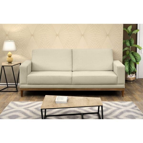 Sofá Cronus 2 Lugares 1,45m Em Suede  Marfim