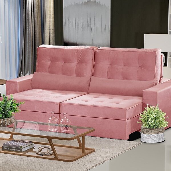 Sofá Curitiba Modular 3 Lugares 230cm Retrátil Reclinável Rose