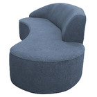 Sofá Curvo 02 Lugares 150cm Braço Direito Eron Linho Azul - C