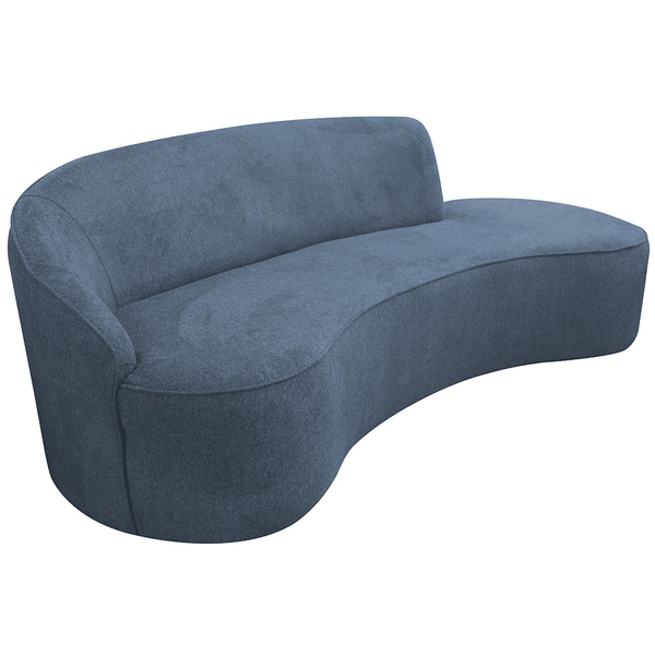 Sofá Curvo 02 Lugares 150cm Braço Direito Eron Linho Azul - C