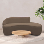 Sofá Curvo 02 Lugares 150cm Eron Braço Direito Bouclé Marrom