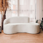 Sofá Curvo 02 Lugares 150cm Eron Braço Direito Bouclé Off Whi