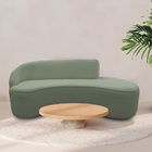 Sofá Curvo 02 Lugares 150cm Eron Braço Direito Bouclé Verde C