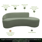 Sofá Curvo 02 Lugares 150cm Eron Braço Direito Bouclé Verde C