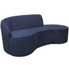 Sofá Curvo 02 Lugares 150cm Eron Braço Direito Suede Azul - N