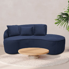 Sofá Curvo 02 Lugares 150cm Eron Braço Direito Suede Azul - N