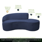 Sofá Curvo 02 Lugares 150cm Eron Braço Direito Suede Azul - N