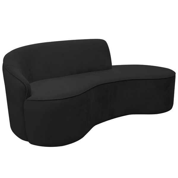 Sofá Curvo 02 Lugares 150cm Eron Braço Direito Suede Preto -