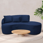 Sofá Curvo 02 Lugares 150cm Eron Braço Direito Veludo Azul Ma