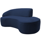 Sofá Curvo 02 Lugares 150cm Eron Braço Direito Veludo Azul Ma