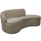 Sofá Curvo 02 Lugares 150cm Eron Braço Direito Veludo Bege -