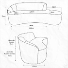 Sofá Curvo 02 Lugares 150cm Eron Braço Direito Veludo Rosa -