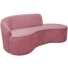 Sofá Curvo 02 Lugares 150cm Eron Braço Direito Veludo Rosa -