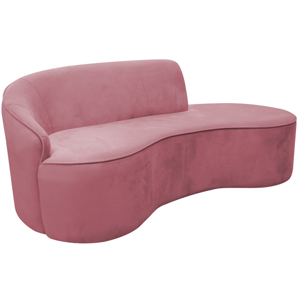 Sofá Curvo 02 Lugares 150cm Eron Braço Direito Veludo Rosa -