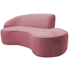 Sofá Curvo 02 Lugares 150cm Eron Braço Direito Veludo Rosa -