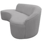 Sofá Curvo 02 Lugares 150cm Eron Braço Esquerdo Bouclé Cinza