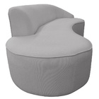 Sofá Curvo 02 Lugares 150cm Eron Braço Esquerdo Bouclé Cinza