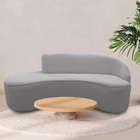 Sofá Curvo 02 Lugares 150cm Eron Braço Esquerdo Bouclé Cinza