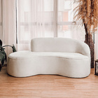 Sofá Curvo 02 Lugares 150cm Eron Braço Esquerdo Bouclé Off Wh