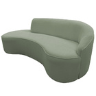 Sofá Curvo 02 Lugares 150cm Eron Braço Esquerdo Bouclé Verde
