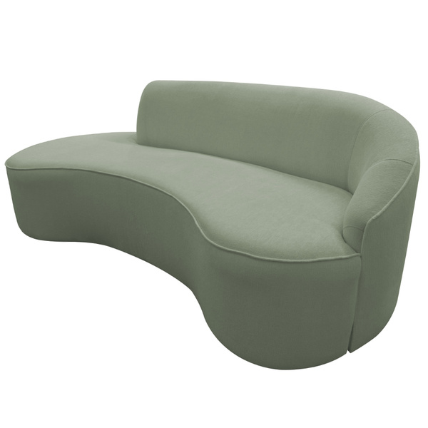 Sofá Curvo 02 Lugares 150cm Eron Braço Esquerdo Bouclé Verde