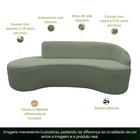 Sofá Curvo 02 Lugares 150cm Eron Braço Esquerdo Bouclé Verde