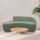 Sofá Curvo 02 Lugares 150cm Eron Braço Esquerdo Bouclé Verde