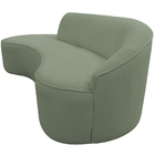 Sofá Curvo 02 Lugares 150cm Eron Braço Esquerdo Bouclé Verde